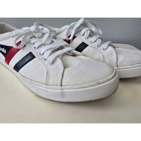 Gola Varsity Men’s White Canvas Sneakers Size 11 Red Blue Stripes Retro Look main image 3
